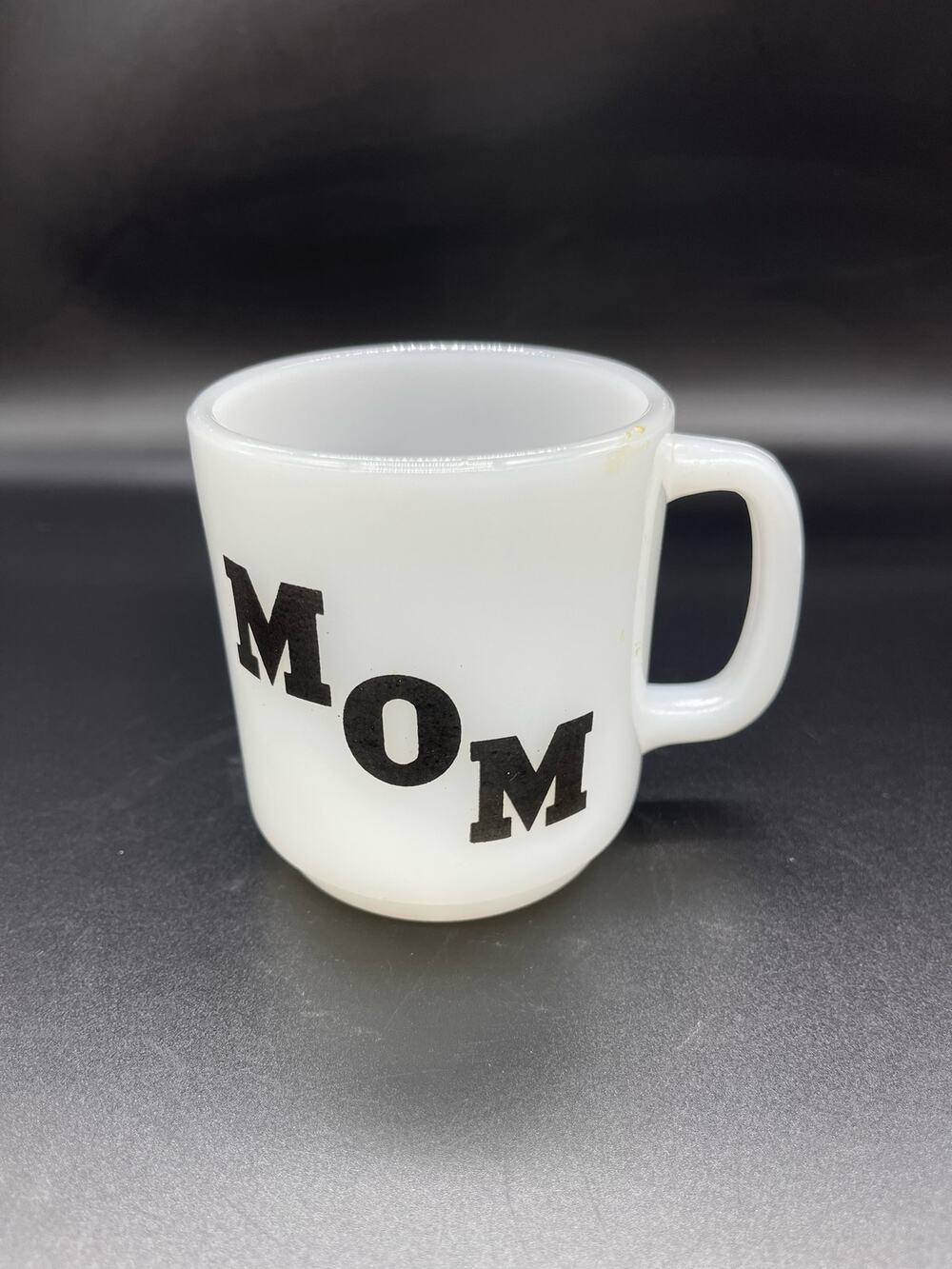 Vintage Milk Glass Glasbake Mom Coffee Mug USA